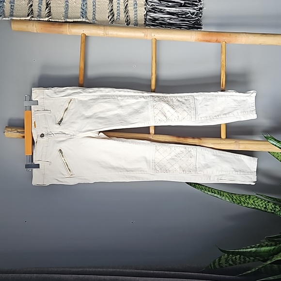 Anthropologie Pilcro SERIF Cream Moto  Jeans - Picture 2 of 13